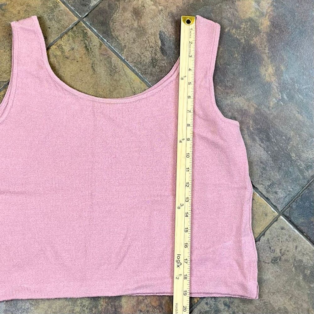 St. John Light Pink Ribbed Cropped Sleeveless Tank Top Medium - Picture 6 of 8
